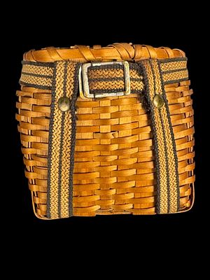 Miniature Adirondack Style Woven Wood Pack Basket. A miniature pack basket in the Adirondack 