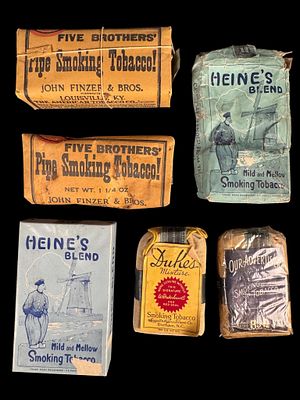 Six Vintage American Smoking Tobacco Packages and Pouches. This lot consists of six individual 