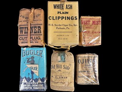 Six Vintage American Tobacco Packages. This collection consists of six vintage American tobacco 