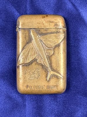 Vintage Brass Souvenir Match Safe Avalon on Catalina Island Flying Fish. This vintage souvenir 