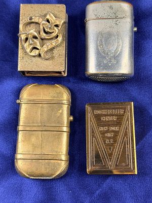 Vintage Brass and Plated Metal Vesta Cases and Matchbox Covers. A collection of vintage pocket 
