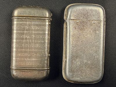 A Pair of Antique Silver-Tone Metal Pocket Cases in the Victorian Style. A pair of two antique 