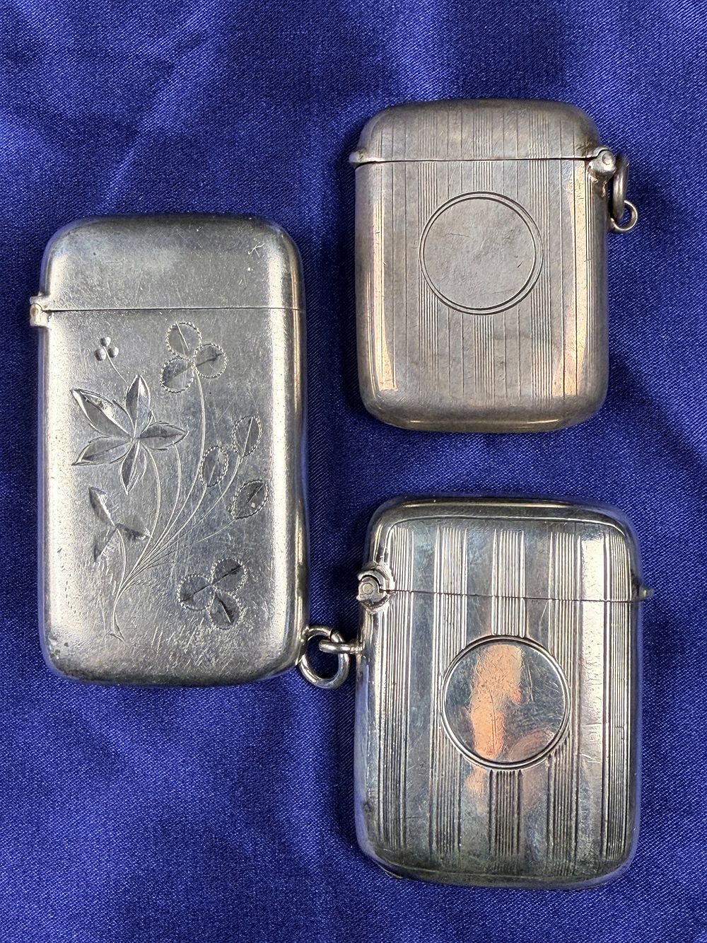 Lot 69: Three Antique English Sterling and Continental Silver Vesta Cases including Joseph Gloster