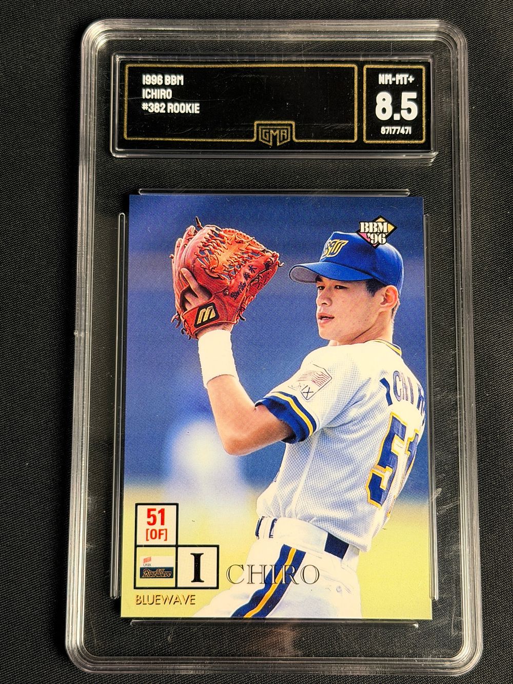 Lot 111: 1996 BBM Ichiro  No.382 GMA NM-MT+ 8.5 Graded Baseball Card
