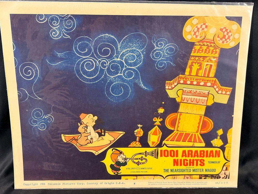 Lot 125: Original Movie Lobby Card for 1001 Arabian Nights Starring Mister Magoo, 1959