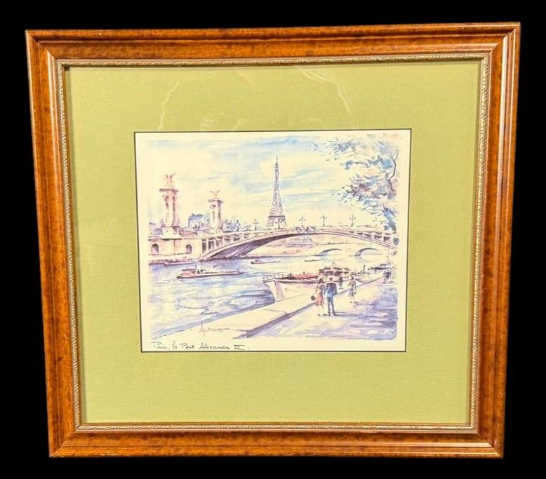 Lot 3: Framed Paris 'Pont Alexandre III' Watercolor
