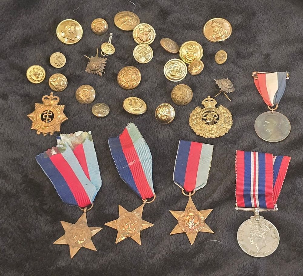 Lot 37: WWII British Campaign Stars, War Medal & RE/RAMC