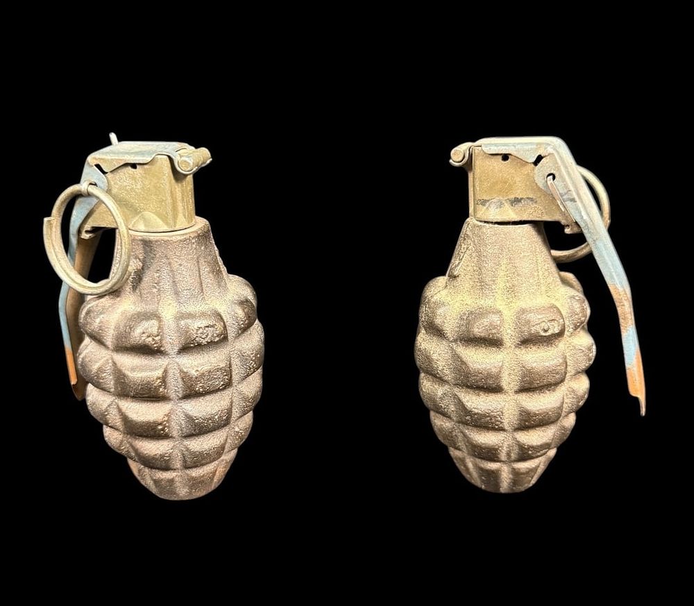 Lot 98: Pair of U.S. Mk 2 "Pineapple" Grenades - Inert /