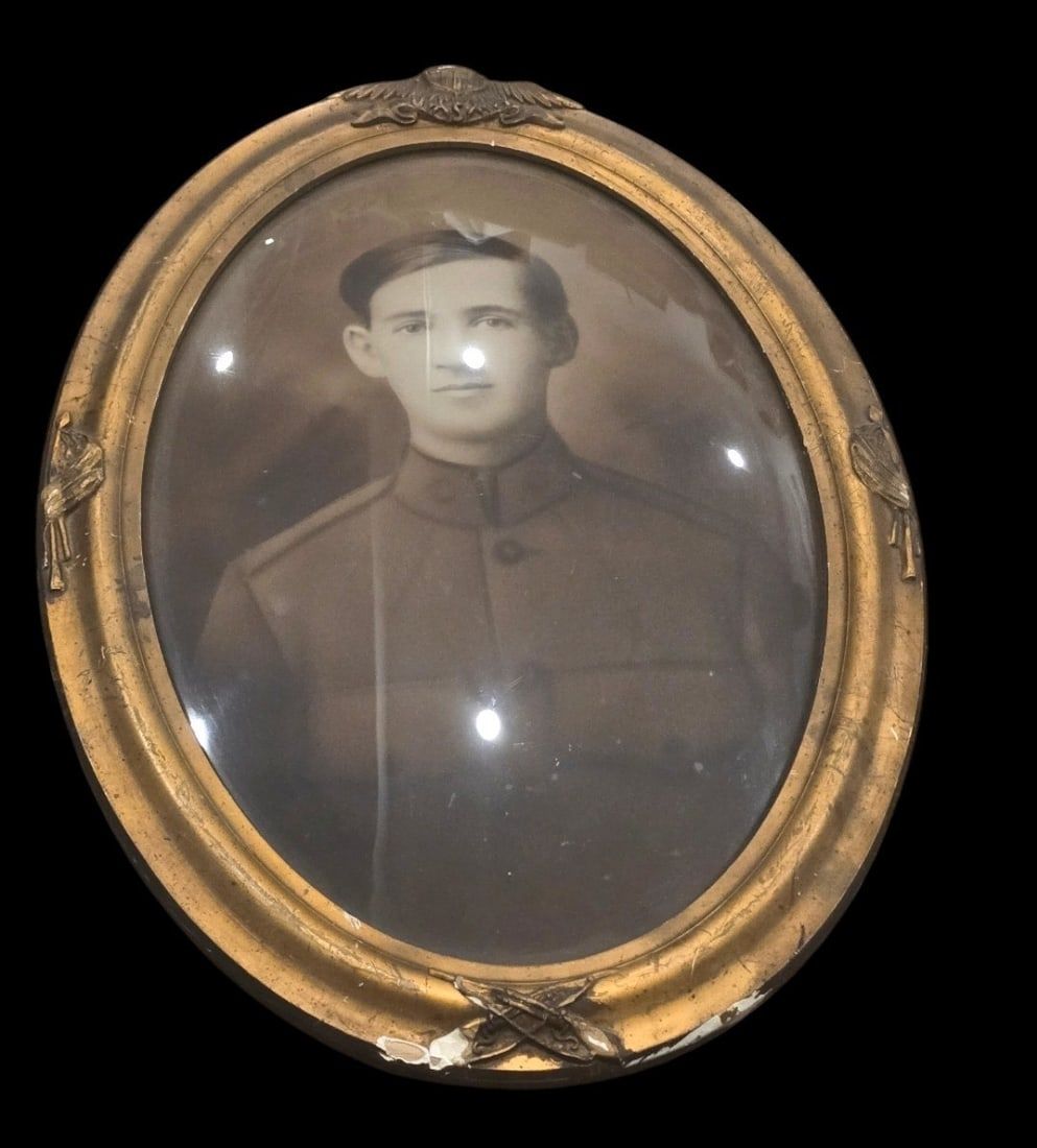 Lot 138: WWI Framed Enlisted Soldier Studio Portrait