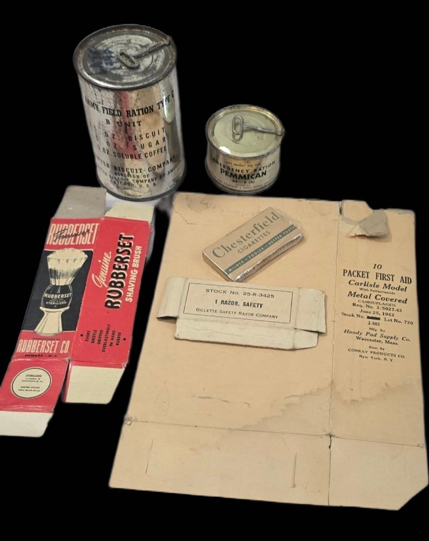Lot 161: WWII Sealed C-Ration & Pemmican GI Gear Lot