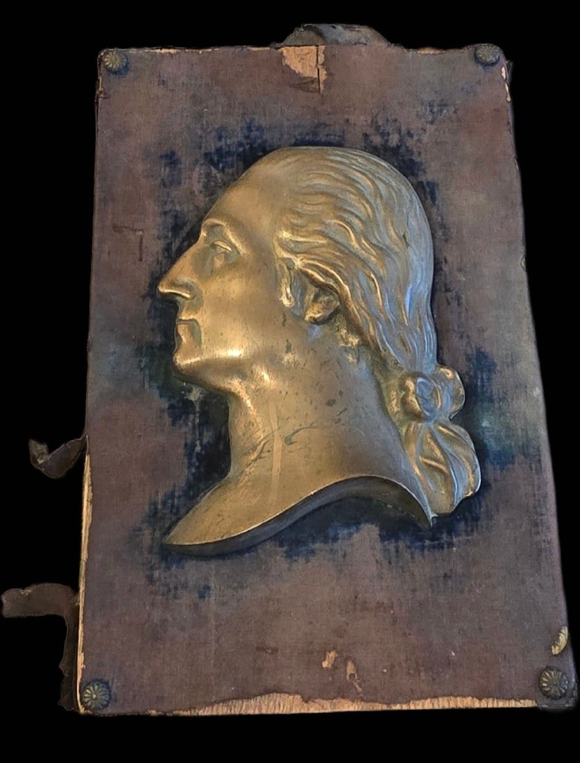 Lot 163: 19th C. Bronze Washington Profile Plaque, Pub