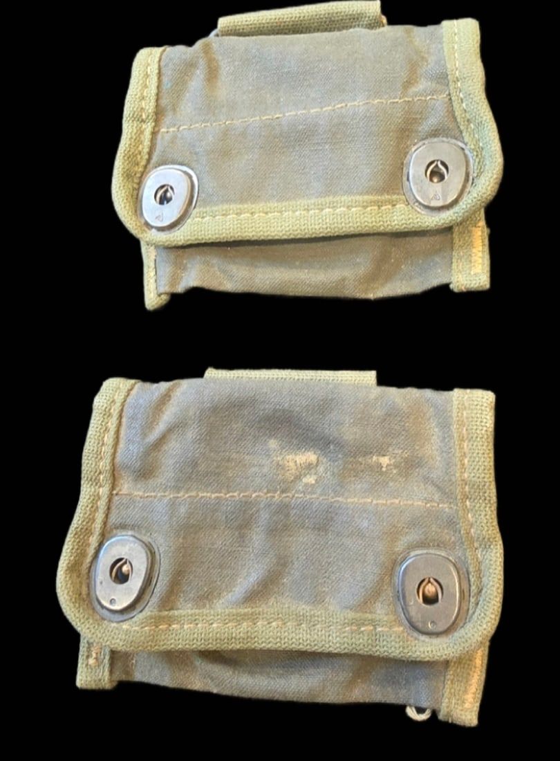 Lot 168: WWII US M-1910 Compass/First Aid Pouches, Pair
