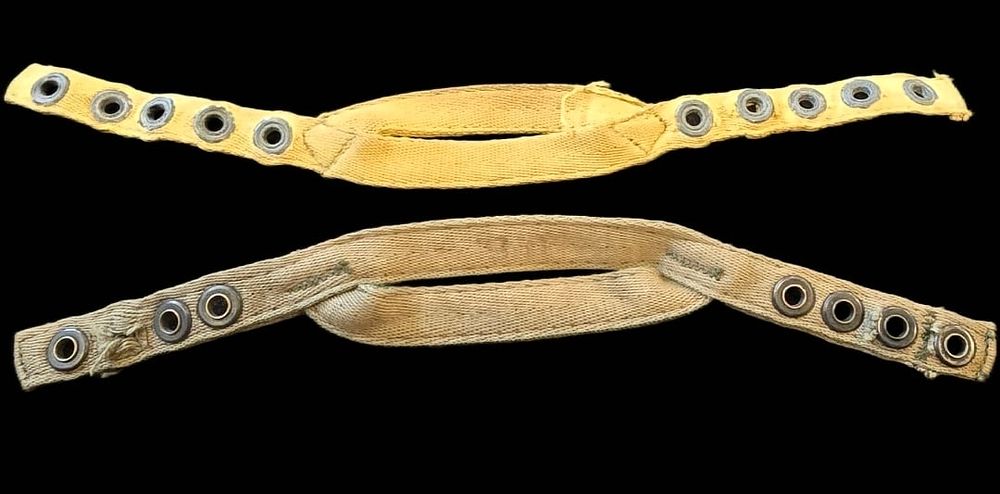 Lot 169: WWII US Helmet Chin Cup Straps, OD Webbing Pair