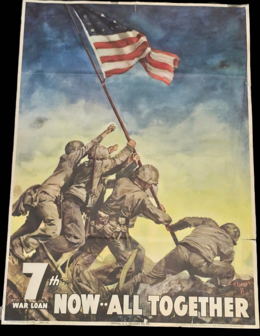 Lot 199: WWII 7th War Loan Poster - Iwo Jima
