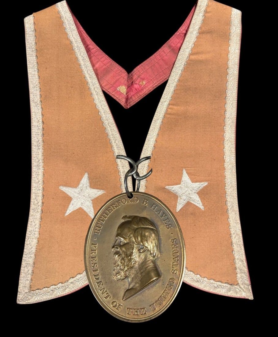 Lot 203: Hayes Indian Peace Medal with presentation collar