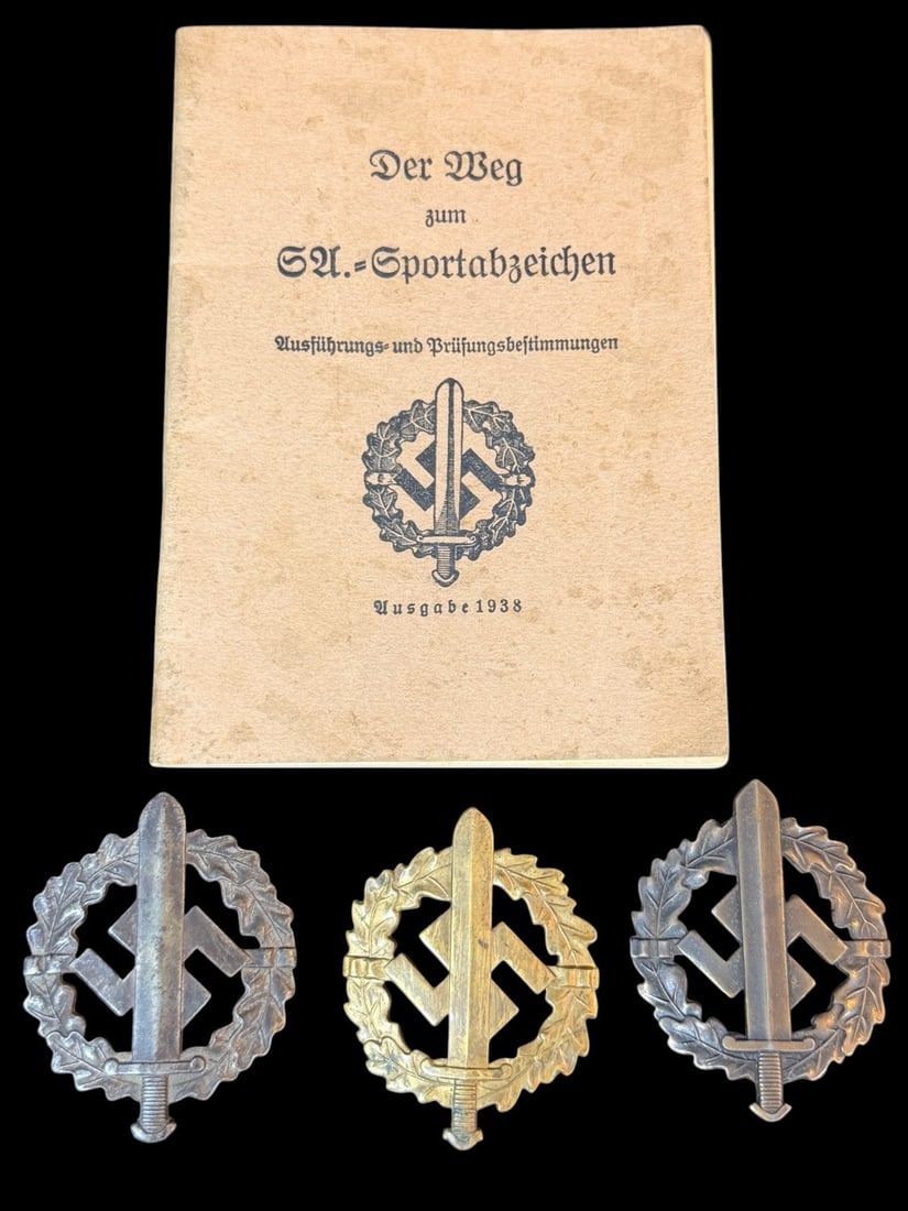 Lot 213: SA Sports Badge SET with 1938 test booklet