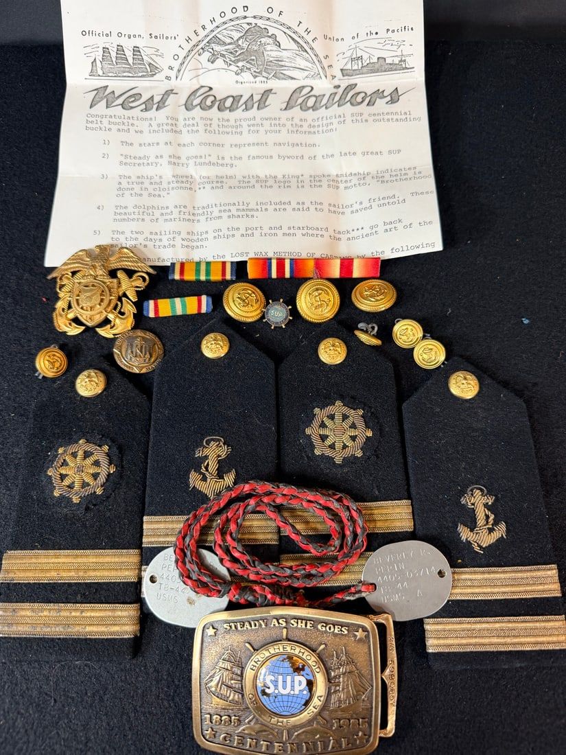 Lot 217: U.S. Merchant Marine Group Named Dog Tags