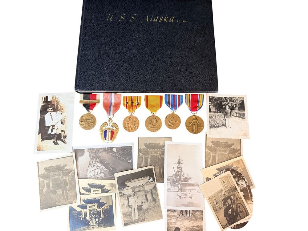 Lot 218: U.S. Navy Medal & Photo Archive USS Alaska Unit