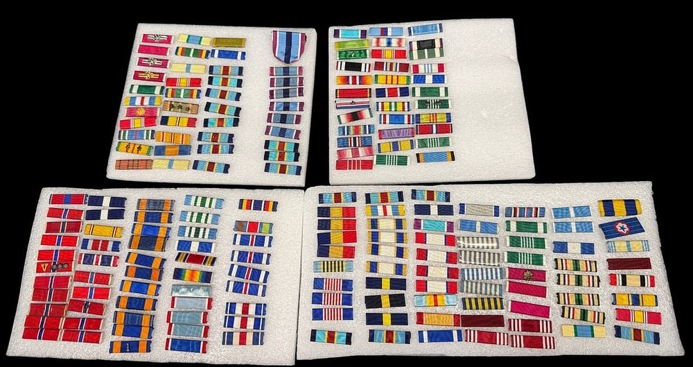 Lot 237B: Mass U.S. Ribbon-Bar Accumulation on Four Boards