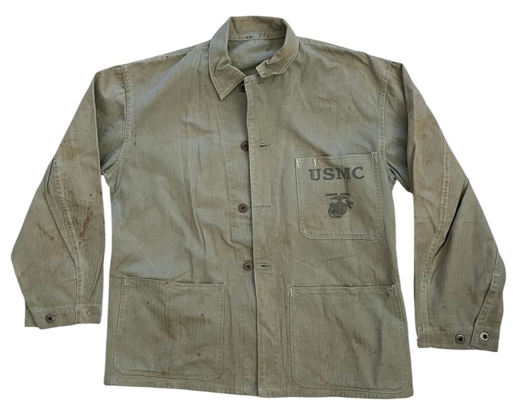 Lot 266: WWII USMC P41 HBT Utility Jacket, EGA, HT-338