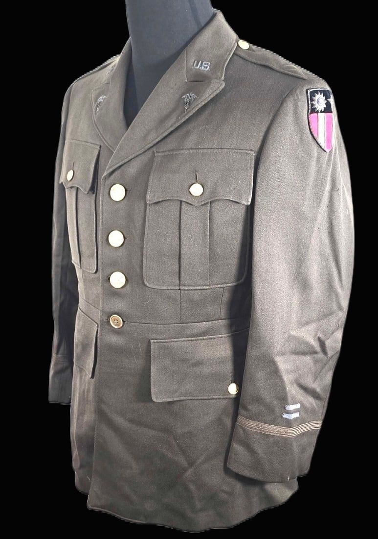 Lot 277: WWII CBI Jewish Dentist Bullion Uniform - Capt.