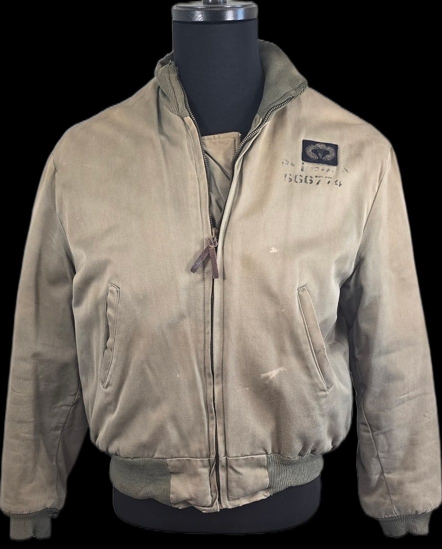 Lot 304: RARE WWII Tanker Jacket with Bullion Paratrooper