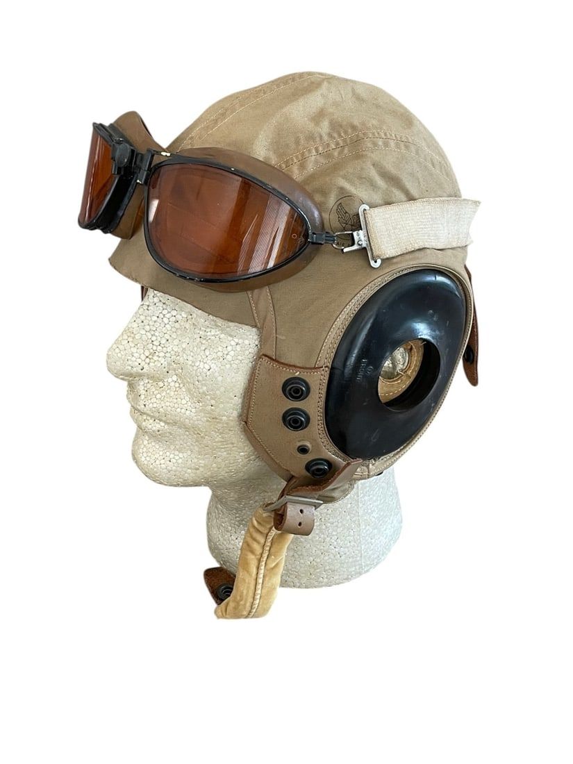 Lot 402: WWII USAAF AN-H-15 Helmet & Early USN Goggles