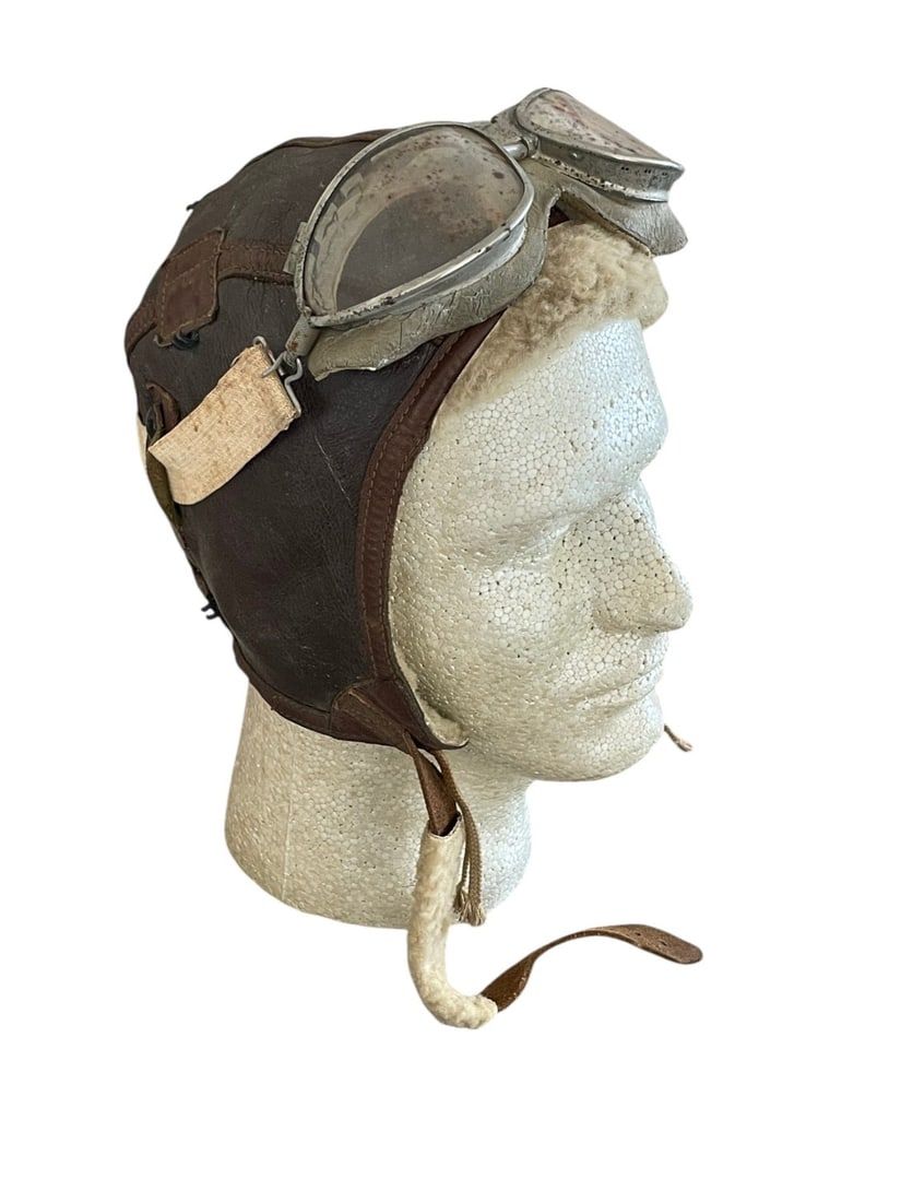 Lot 403: WWII USAAF Type B-6 Helmet & AN-6530 Goggles