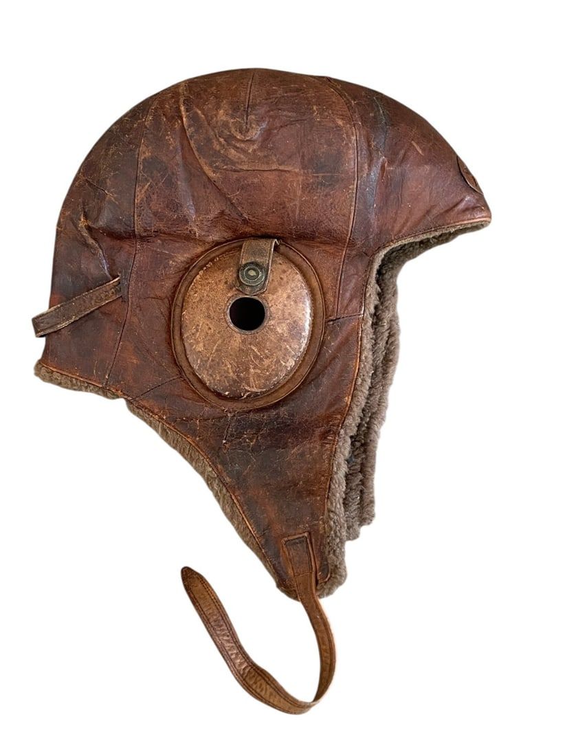 Lot 418: WWII Japanese Flight Helmet Dated 1941