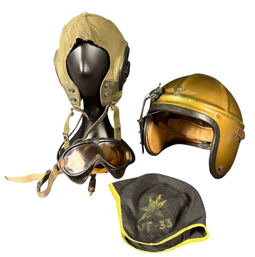 Lot 420: Named VF-33 Gentex H-4 USN Flight Helmet Group