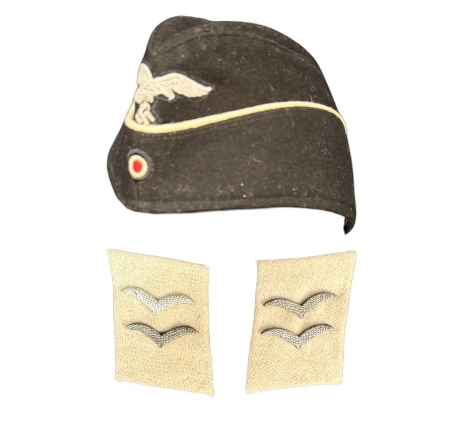 Lot 439: WWII Luftwaffe Cap and White Waffenfarbe Tabs