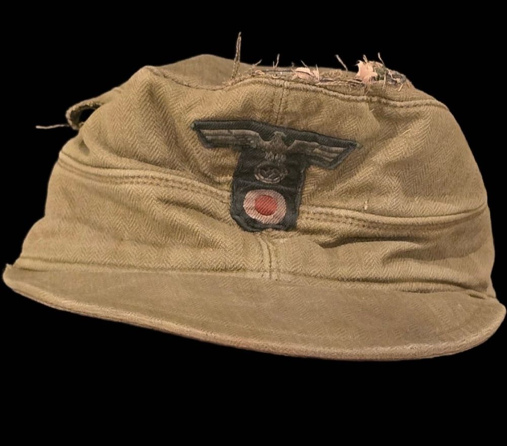 Lot 443: WWII German M43 Tropical HBT Cap, Dresden 45