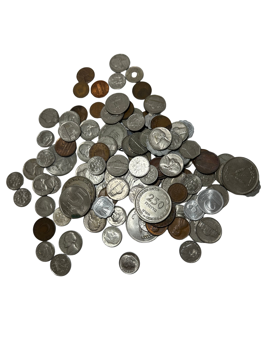 לוט של עשרות מטבעות שונות