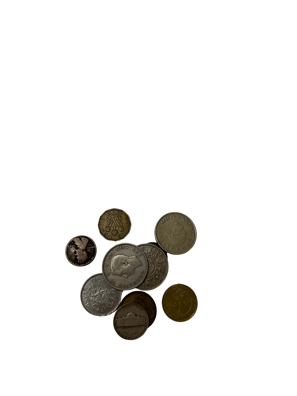 לוט של עשרה מטבעות מחומרים שונים