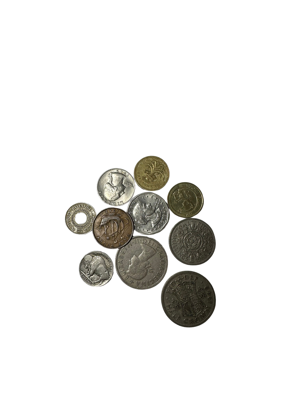 לוט של עשרה מטבעות מחומרים שונים