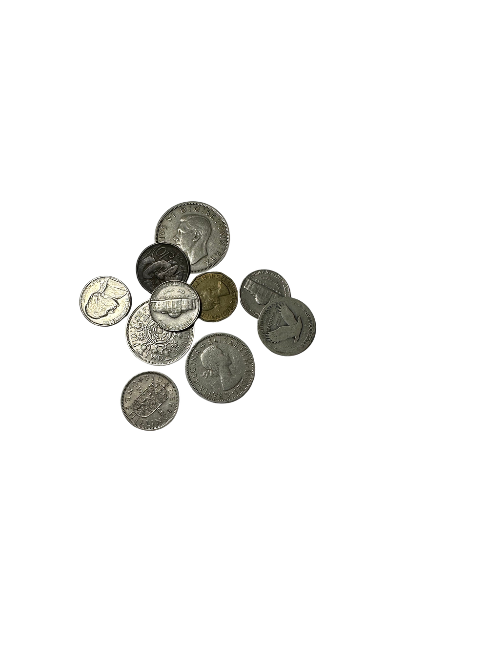 לוט של עשרה מטבעות מחומרים שונים