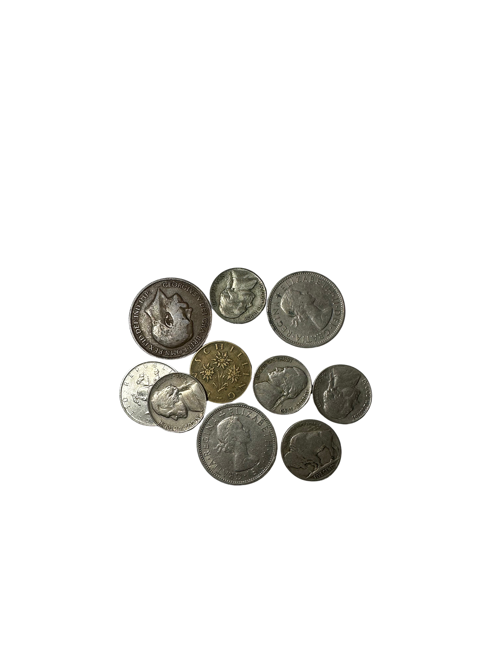 לוט של עשרה מטבעות מחומרים שונים