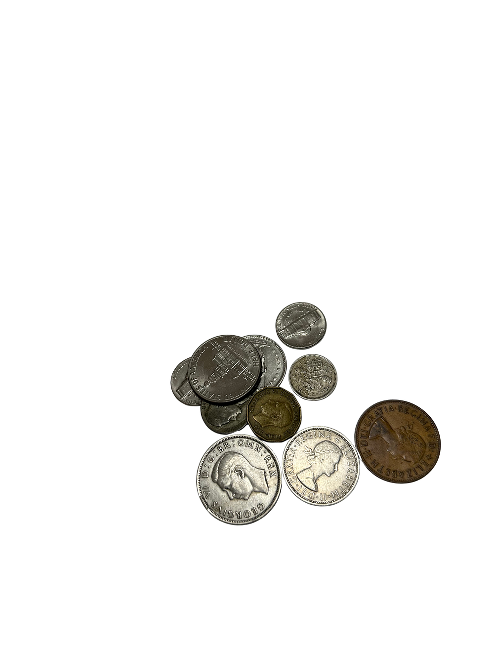 לוט של עשרה מטבעות מחומרים שונים