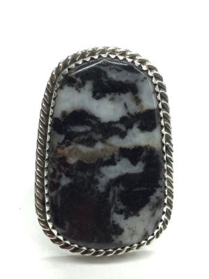 Navajo handmade ring. Sterling silver handmade ring featuring white Buffalo jasper stone. 12.57 