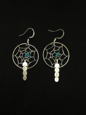 Navajo handmade earrings. Sterling silver earrings with turquoise stones. 2.27 grams total 