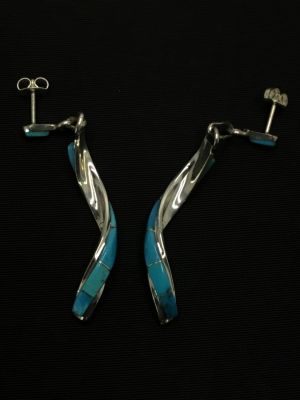 Zuni handmade earrings. Sterling silver earrings with turquoise overlay. 3.83 grams total 