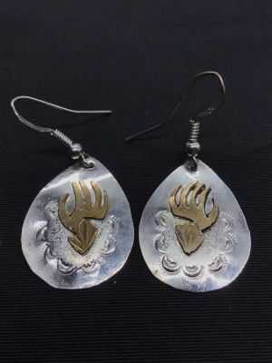 Navajo handmade earrings. Sterling silver earrings with 1/20 12K gold overlay. 2.56 grams of 