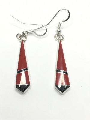 Navajo handmade earrings. Sterling silver earrings with multiple stone inlay. 4.24 grams total 