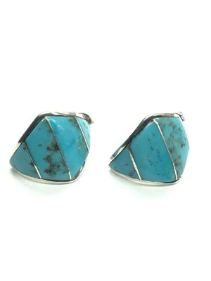 Navajo ha earrings. Sterling Silver Navajo handmade earrings featuring turquoise inlay. 4.42 