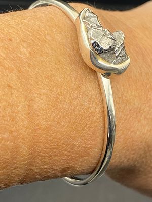 Meteorite, Rock, Crystal, Natural, Jewelry, Bracelet, Sterling. Meteorite Sterling Silver 