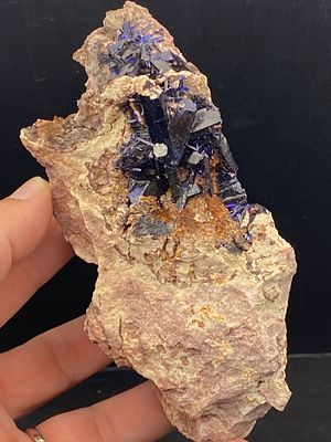 Rock, Crystal, Natural, Collectible, Mineral, Specimen. Azurite Crystals in Matrix Morocco 9oz