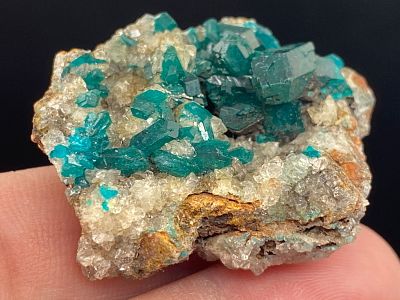 Rock, Crystal, Natural, Collectible, Mineral, Specimen. Dioptase on Quartz Republic of Congo .5oz