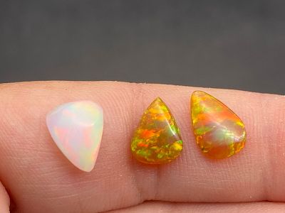 Crystal, Natural, Jewelry, Lapidary, Cabochon. 3 Cabochons: Opal