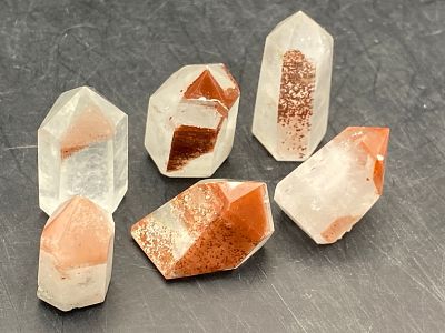 Rock, Crystal, Natural, Collectible, Mineral, Specimen. Quartz Points (Polished) with Hematite 