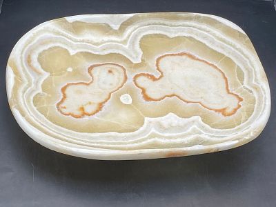 Rock, Crystal, Natural, Decor, Collectible, Carving, Bowl. Banded Calcite Bowl 11.5"x9"